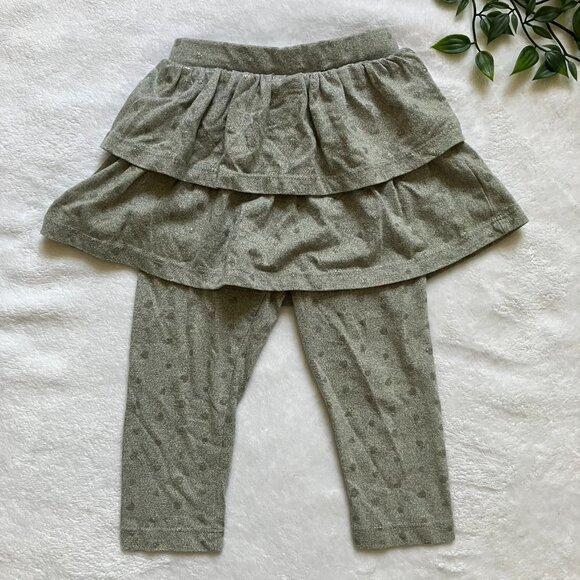 MiniBamba Baby Toddler Layered Leggings 18M | Grey Sparkle Hearts Skirted GUC - Picture 1 of 16